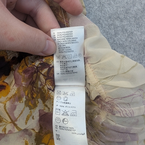 H&M Women's Multicolored Floral Transparent Sheer Top/Blouse - Picture 7 of 11